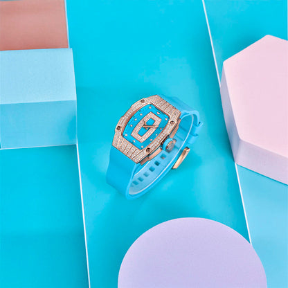 Montre femme Pagani Design Marigold bleu et or 
