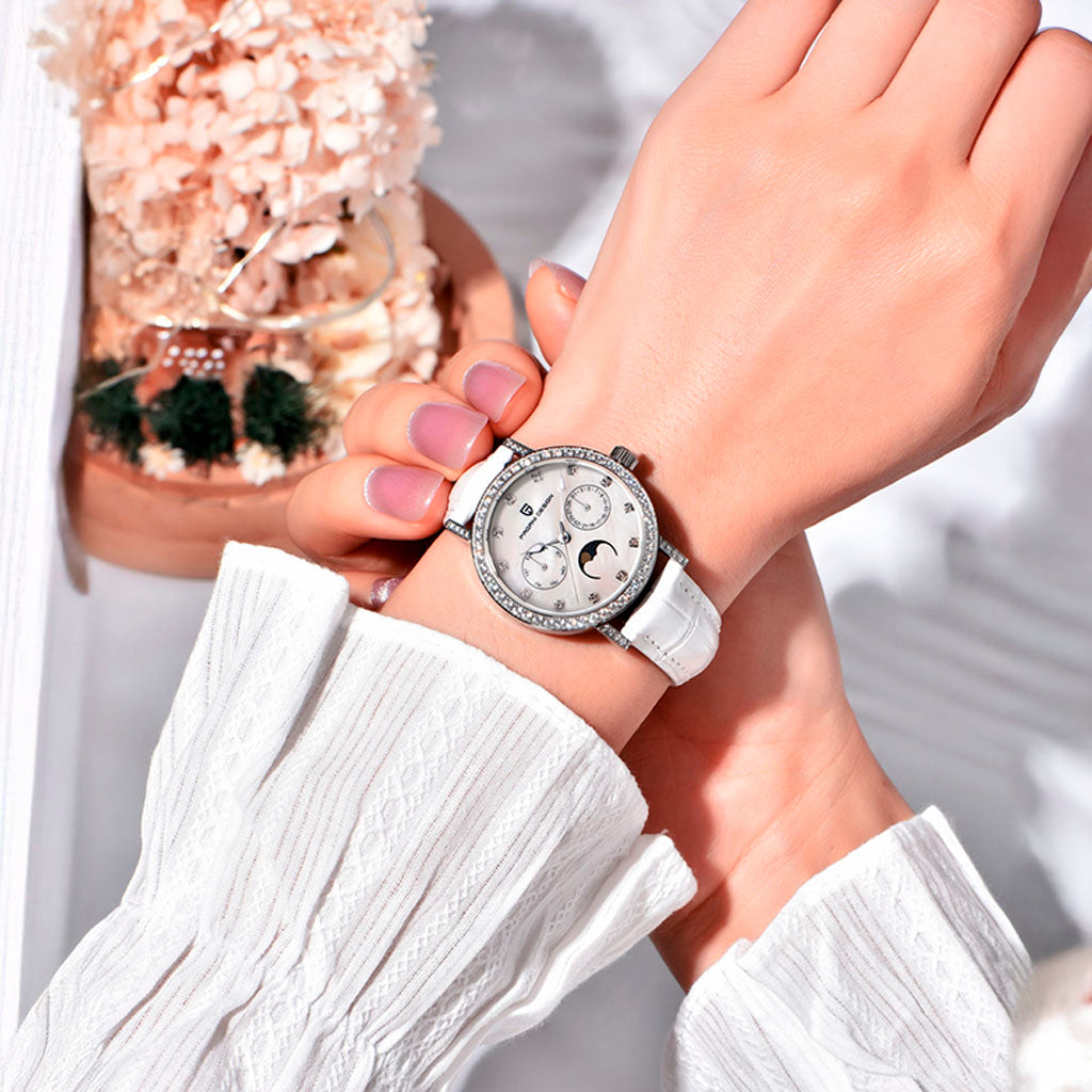 Relógio Feminino Pagani Design Orquídea Branco 