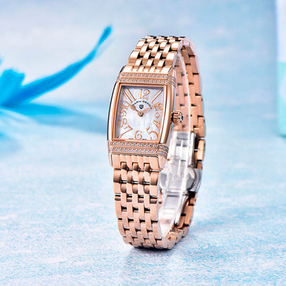 Montre femme Pagani Design Tournesol Or Blanc 