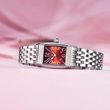 Montre femme Pagani Design Tournesol Argent Rouge 