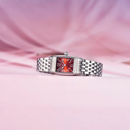 Montre femme Pagani Design Tournesol Argent Rouge 