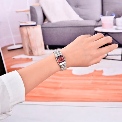 Montre femme Pagani Design Tournesol Argent Rouge 