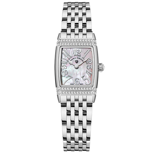 Relógio Feminino Pagani Design Girassol Prata Branco 